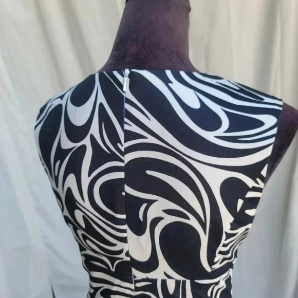 Michael Kors Black White Abstract Womens Sleeveless Casual Dress Buttons Pleat 6 - Picture 4 of 12